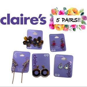 (5) Pairs Claires Fashion Small Stud & Dangle Pierced Earrings